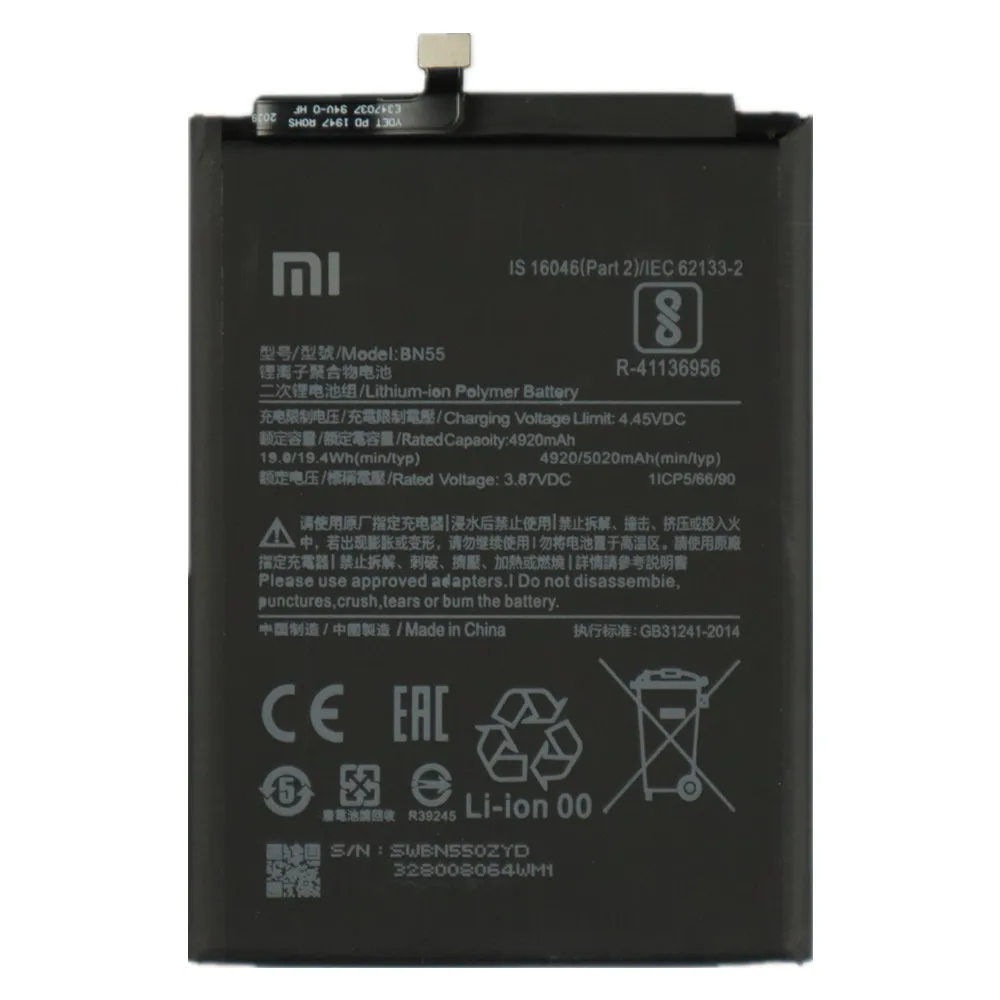 2024 Years 100% Original Battery BN55 For Xiaomi Redmi Note 9S 9 S Note9S 5020mAh High Quality Mobile Phone Battery Bateria