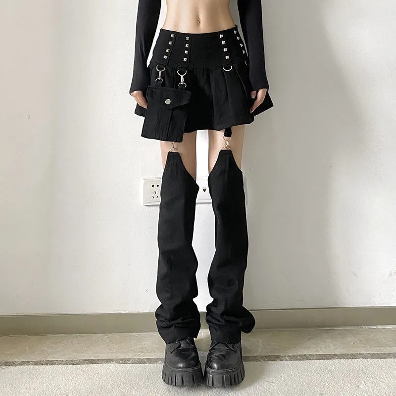 Goth tuta minigonna y2k minigonna allentata staccabile estate vintage street gonna da donna stile coreano abito casual punk 2022