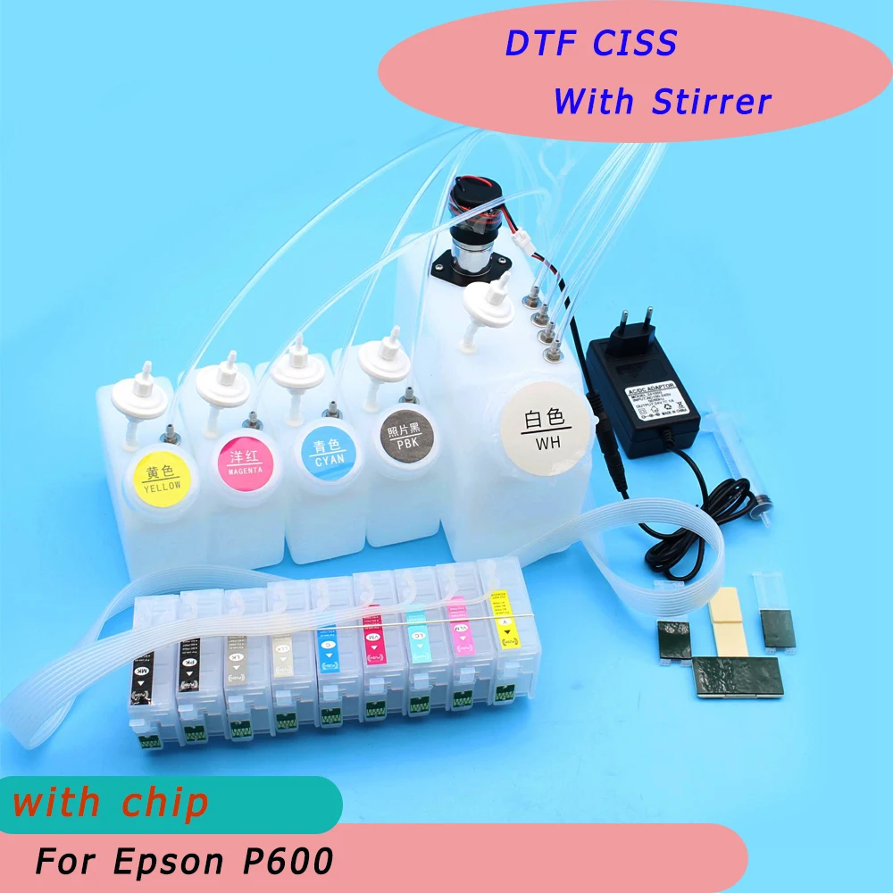 DTF Printing System For Epson Sure Color P600 With Stirrer DTF Ink Tank CISS With Mixer BIS Continuous Ink Supply For SC-P600