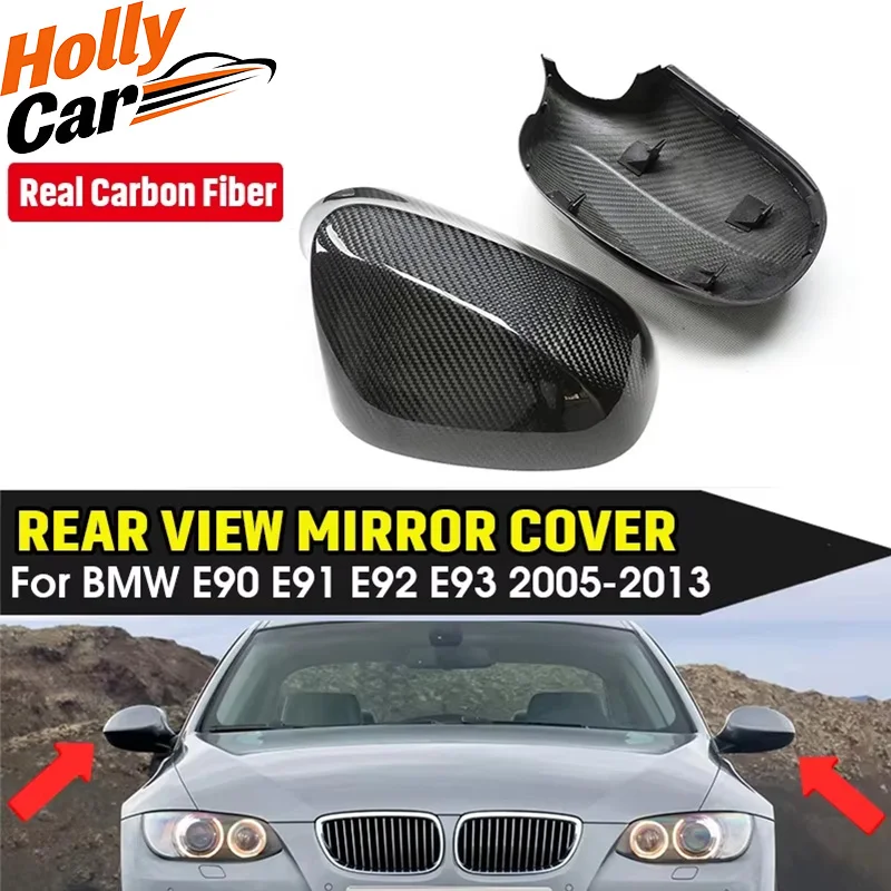 Dry Full Carbon Fiber Car Side Mirror Cover Replacement RearView Mirror Cover Shell Caps For BMW E90 E91 E92 E93 2005-2013