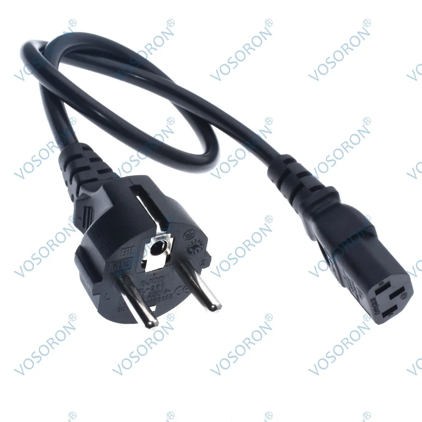 CEE7/7 European Straight Schuko to IEC C13 Power Cords, 10A/16A, 250V, H05VV-F 0.75mm Cable ,Schuko to C13 Power cord,100cm