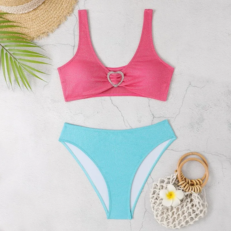 Sexy Love Halter Bikini Female Swimsuit Women Swimwear Two-pieces Bikini Set Bather Bathing Suit Swim Lady