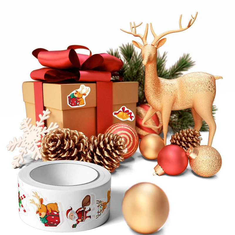 500Pcs/Roll Merry Christmas Stickers Christmas Theme Seal Labels Stickers For DIY Gift Baking Package Envelope Decor Labels