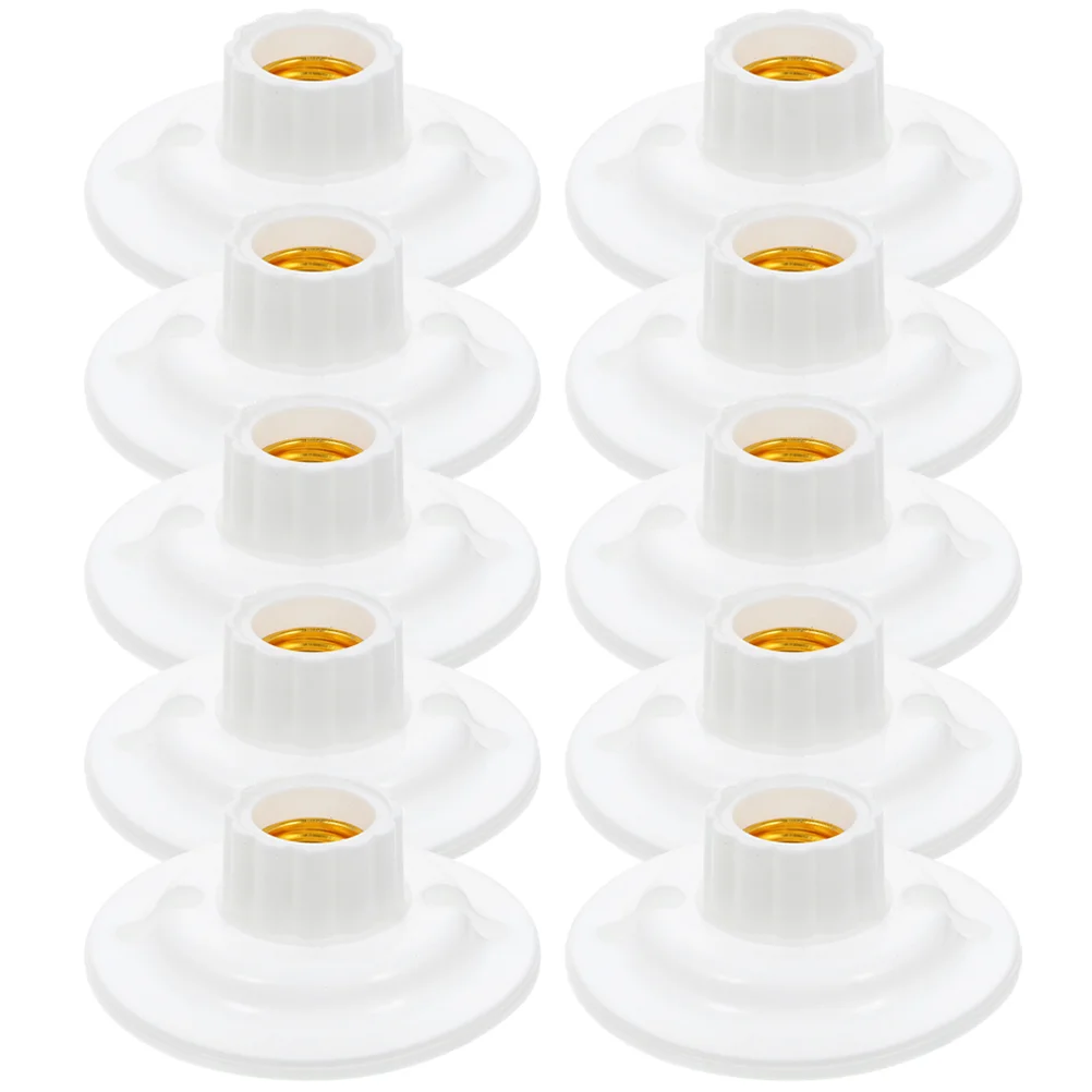 10 Pcs E27 Bulb Plum Lamp Holder Socket Holders Outdoor Light Anti-stress Base Only White