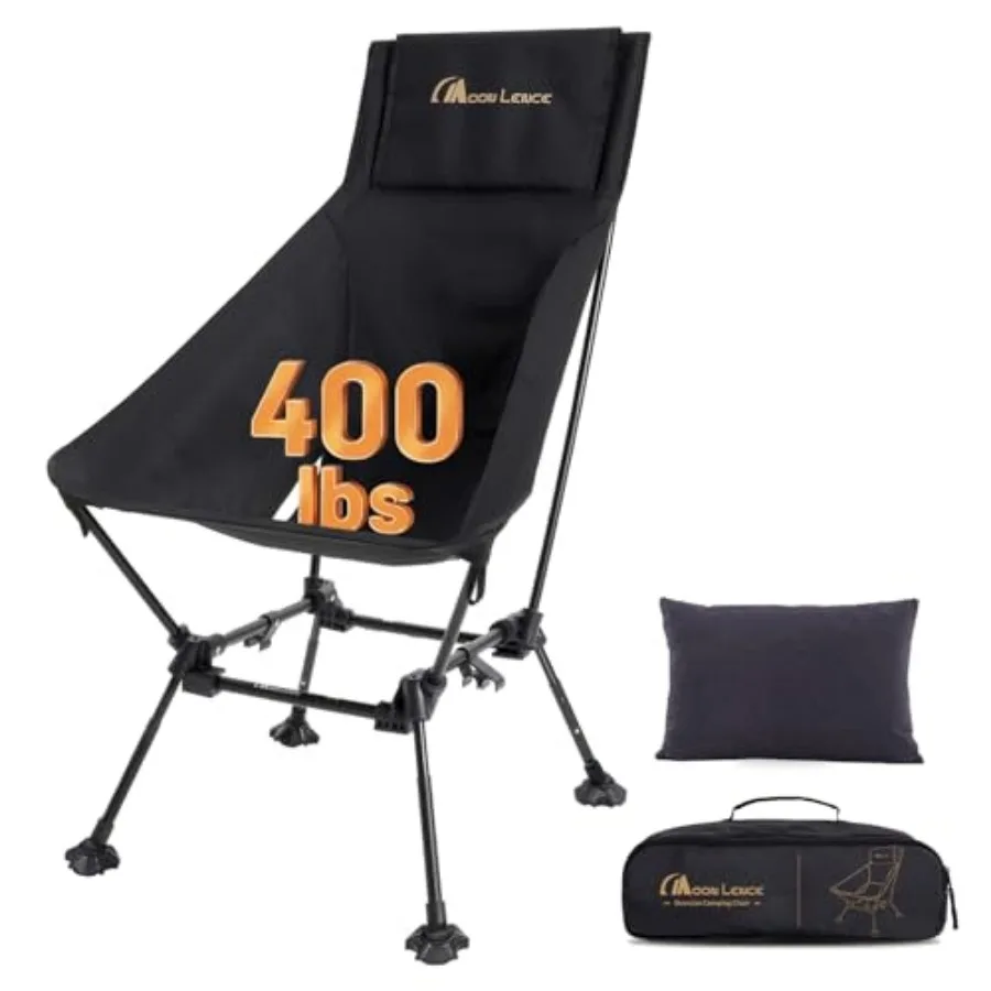 

Oversized High Back Camping Chair with Pillow for Adults Height Adjustable Folding Chair with 400 lbs Capacity Hidden Pillow Po