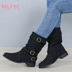 Medium boots Women simple short boots in autumn winter 2022 Large female boots Round head fashionable snow boots