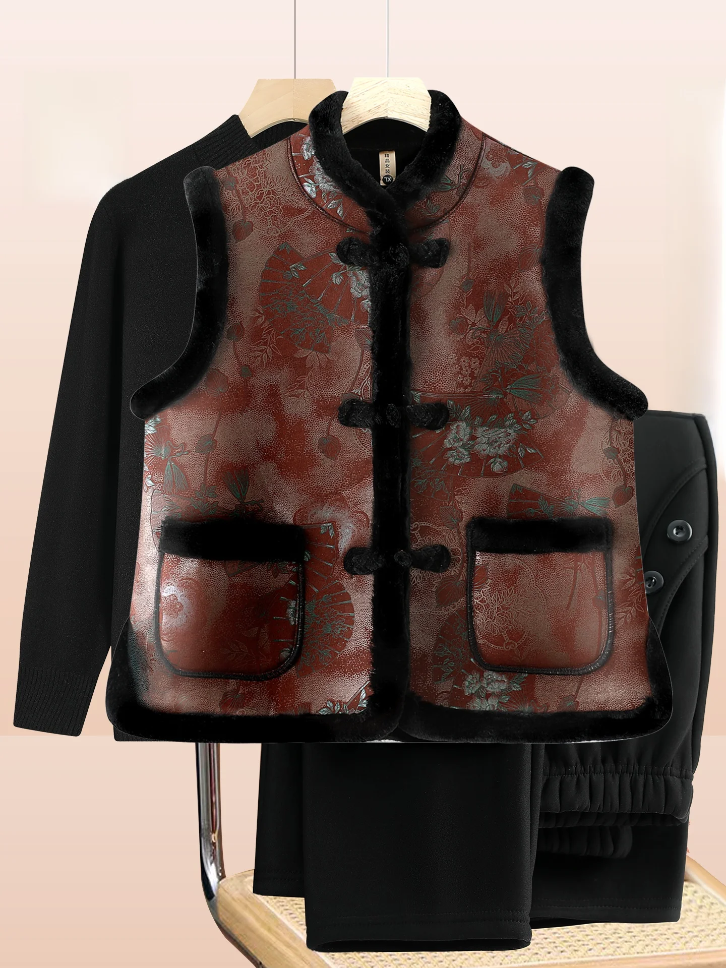 

Жилет из искусственного меха Thiened Winter Faion для женщин среднего возраста, теплый, с дизайном из искусственной кожи и меха, длинные брюки