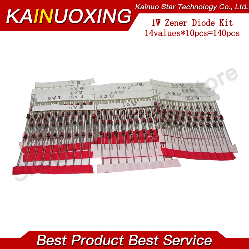 14values*10pcs=140pcs 1W Zener diode kit DO-41 3.3V-30V component diy kit  