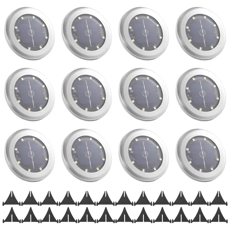 

Y42A-12 Pack Solar Lights Outdoor Garden 8 LED Solar Disk Lights Outdoor IP65 Waterproof For Garden Pathway Lawn Patio Yard
