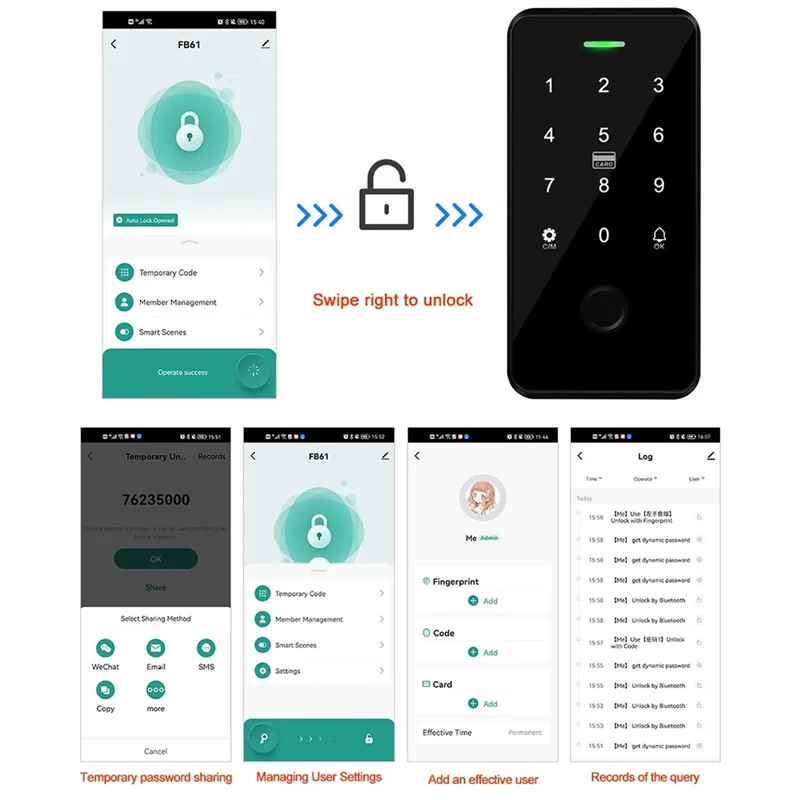 NFC Bluetooth Tuya APP Access Control Keypad Waterproof RFID Keyboard 13.56Mhz Biometric Fingerprint Touch Door Opener Durable C