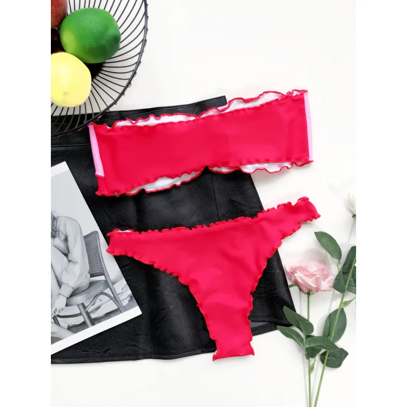 Sexy Patchwork Chest-Wrapped Bikini Swimsuit76758
