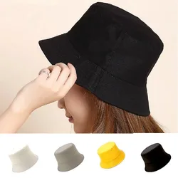 Soft Cotton Solid Color Sun Hats Black Foldable Bucket Hat Street Headwear Fisherman Outdoor Cap Men and Woman Caps