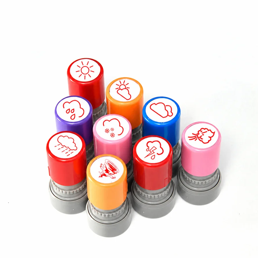 Round Photosensitive Weather Pattern Stamp 2cm Diameter Clear Impression for Student DIY Scrapbooking Learning and Weather Log