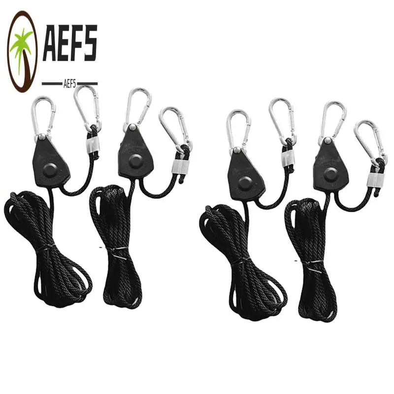 AEF5-4 PCS Pulley Rope Pulley Lift Tent Clip Carabiner Canoe Bow Tail Rope Camping Tent Tensioner Camping Supplies