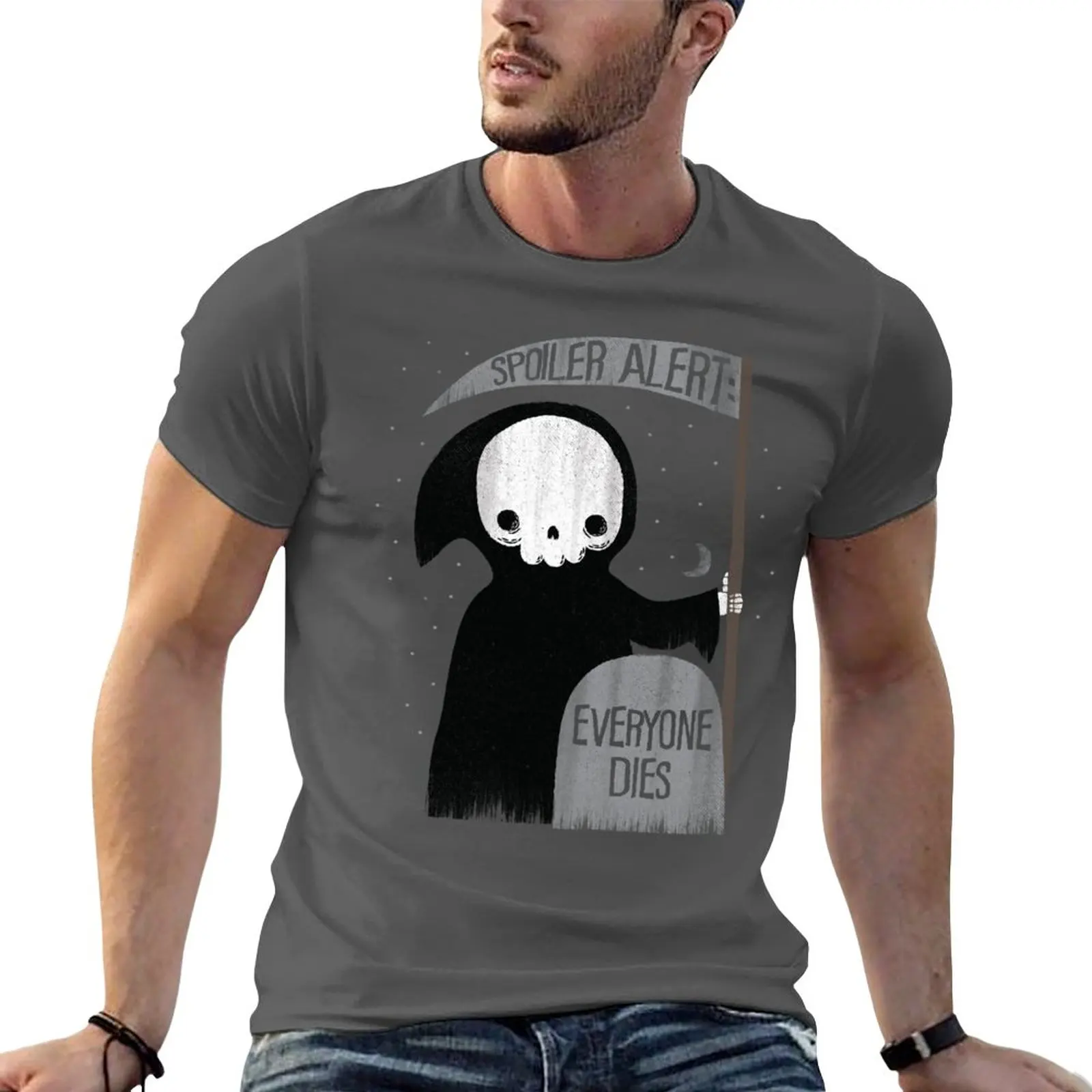 

New SPOILER ALERT: EVERYONE DIES T-Shirt kawaii clothes t shirt man anime mens clothing