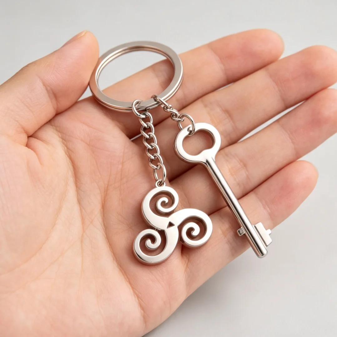 Stainless Steel Triskelion Espiral Keychain Aço Inoxidável Celtic Knot Key Ring Vintage Amuleto Irish Jewelry Gift