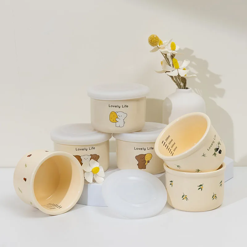 

Baby feeding bowl, children's ceramic bowl, cute panda yellow glazed small bowl, supplementary food bowl, physical feeding bowl