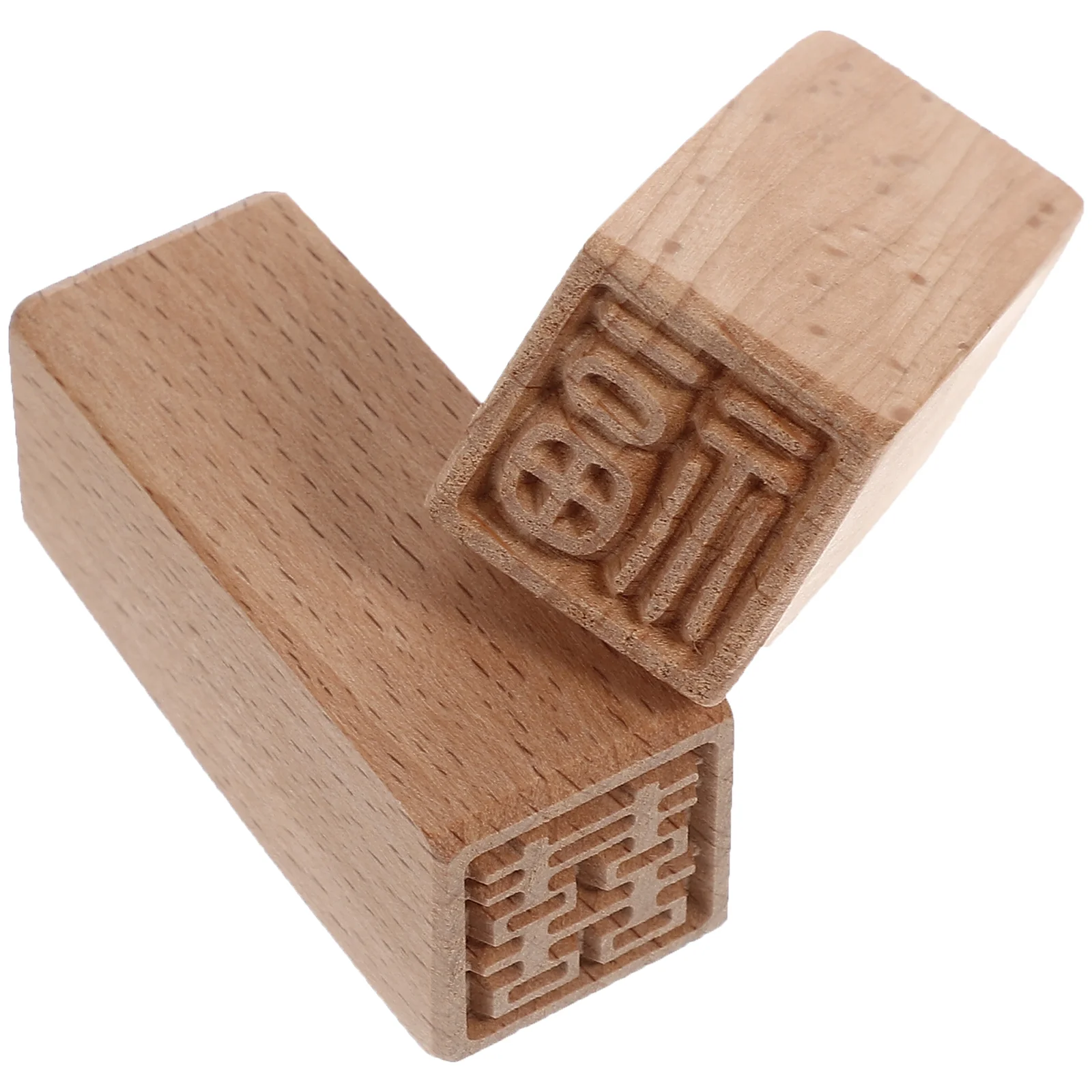 2 Pcs Seal Biscuit Printing Molds Stamps for Crafts Practical Wooden Cake Stamper Beech Stampers Moon