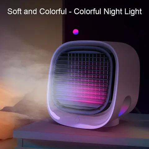 Portable Humidifier Fan AIr Conditioner Colorful Night Light Household Small Air Cooler Hydrocooling Air Adjustment For Office