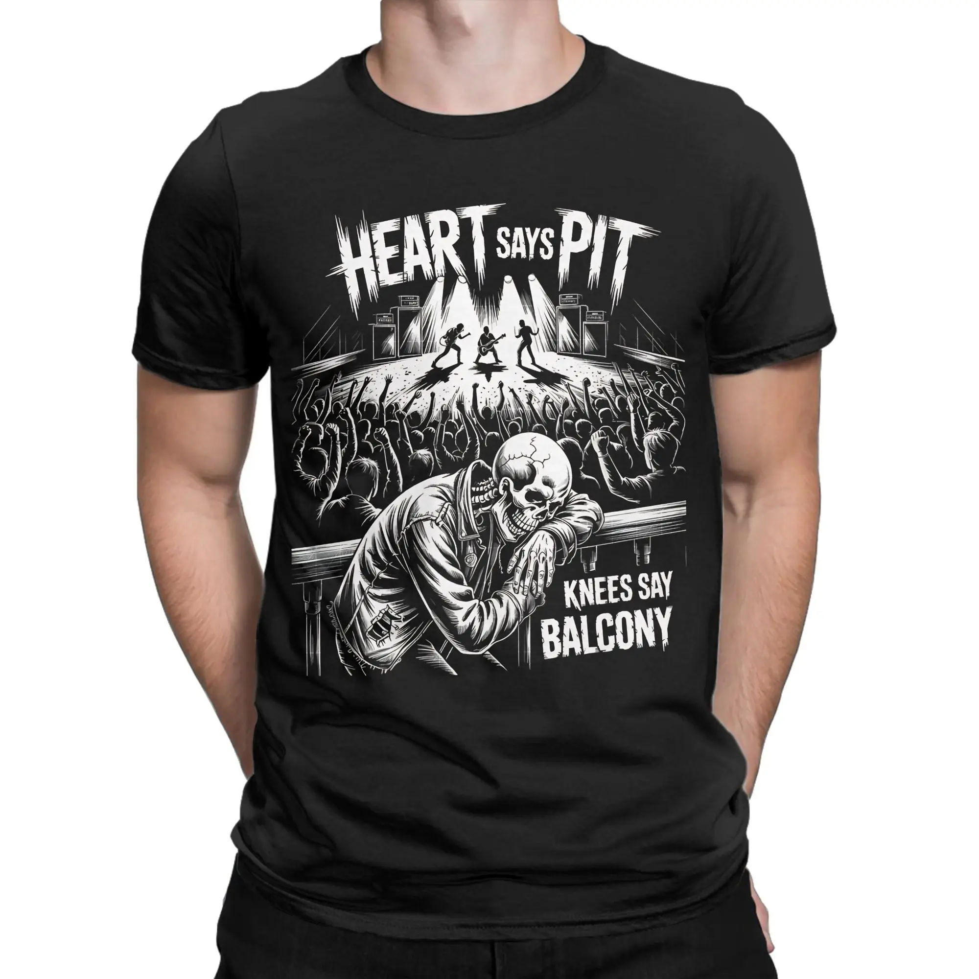 Grunge Outfit Punk Rock Heart Says Pit Knees Say Balcony  T-Shirts Novelty Pure Cotton Crew Neck T Shirt Plus Size Clothes