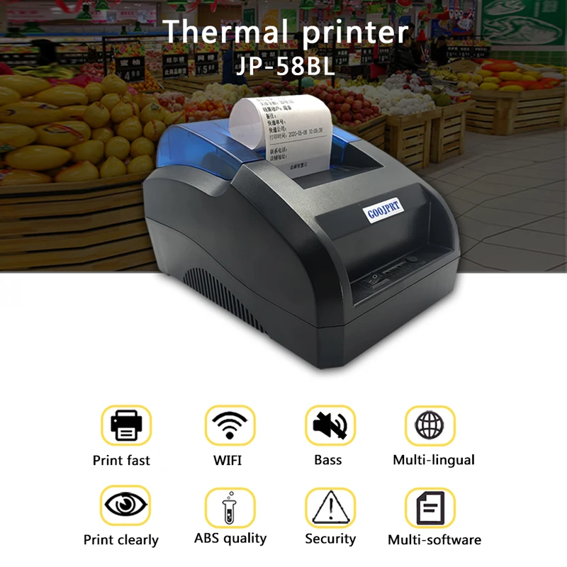 DC12V 1.5A Portable Commercial Desktop Printer with USB Interface (Thermal Printer)