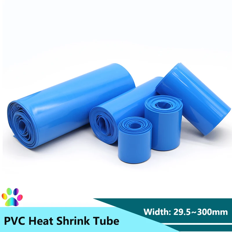 1~20M Blue PVC Heat Shrink Tube 18650 Width 29.5mm~300mm Cable Protector Skin Cover Insulated Film lithium Case Shrink Wrapping