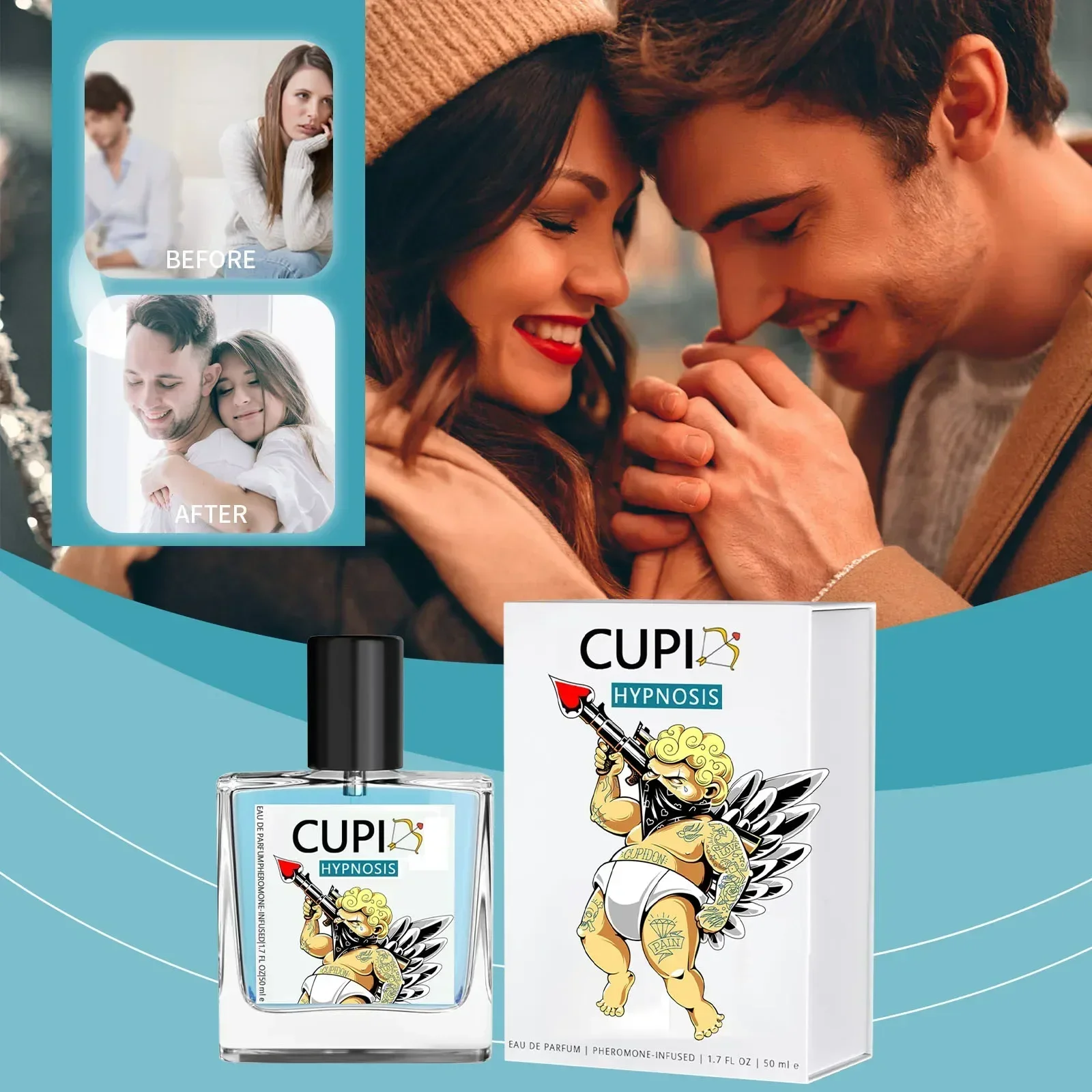 50ML Cupid Hypnosis Perfume Original Long Lasting Pheromone Fragrances Perfume Cologne Men\'s and Women\'s Light Fragrance