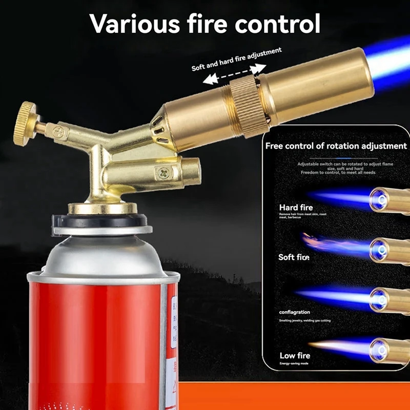 ABBN-Butanetorch, untuk dapur, 1300 °C pistol las logam api dapat disesuaikan, penyembur api portabel untuk pengapian & memasak