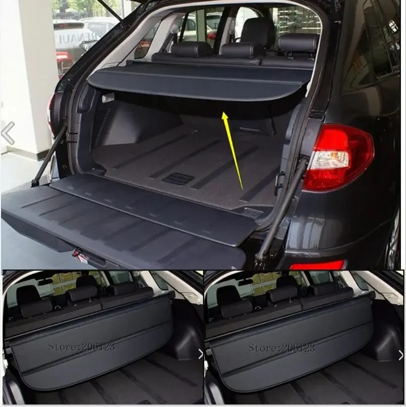 Car Rear Trunk Security Shield Shade Cargo Cover For Renault Koleos 2009 2010 2011 2012 2013 2014 2015 (Black, beige)