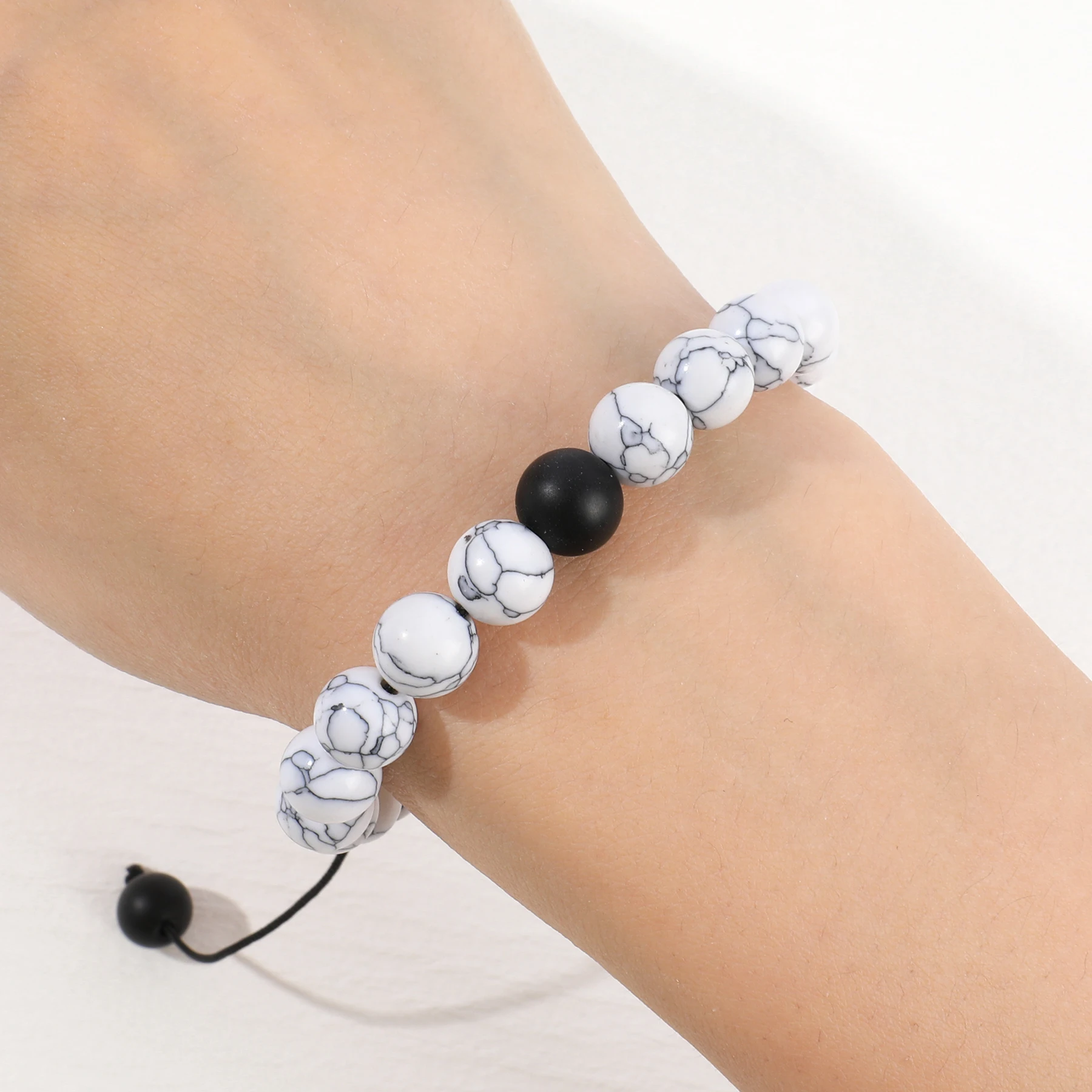 IDEAJOY White Turquoise Natural Stone Bracelets For Women Fashion Jewelry for Ladies Girl Gift Trendy Beaded Adjustable Bracelet