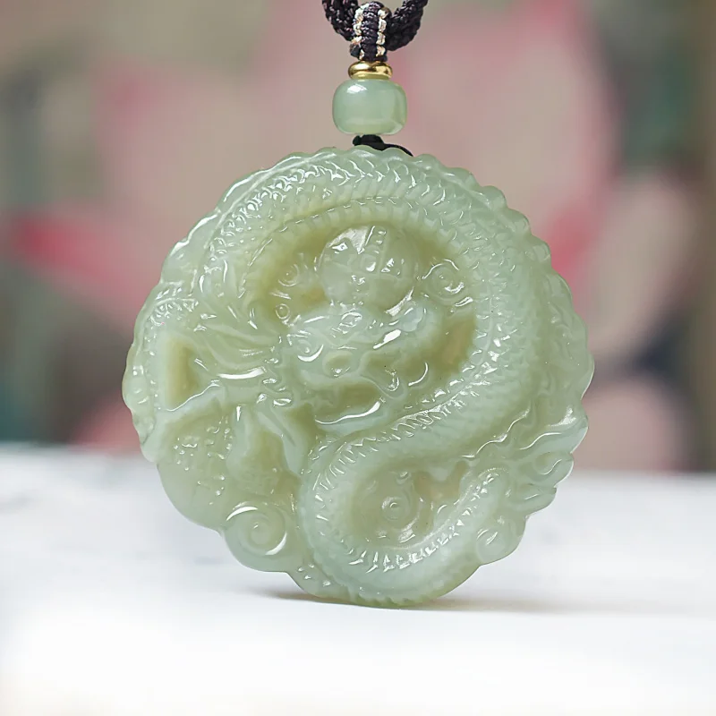 Exquisite Hetian jade Qinghai material double-sided pendant, symbolizing prosperity and wealth, ethnic style, fashionable