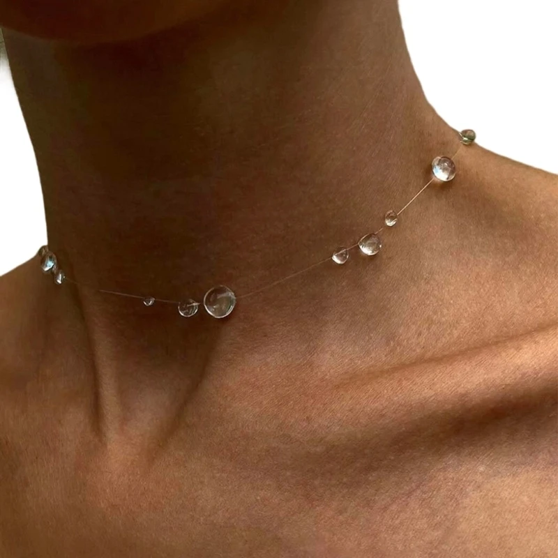HX6F Transparency Raindrop Necklace/Bracelet/Earrings Pendant Jewelry