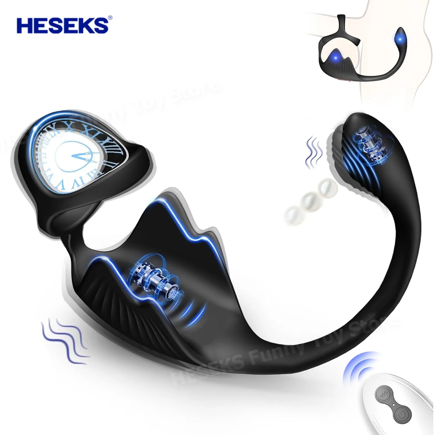 

HESEKS 3 in 1 Prostate Massager Vibrating Cock Ring Anal Plug Remote Control Penis Ring Male Vibrators for Adult Mens Sex Toys