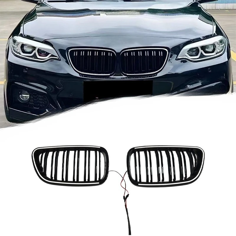 

For BMW 2 Series F22 2013-2020 Double Line LED Glow Front Grille PC Material Direct Fit Replacement Exterior Styling Upgrade