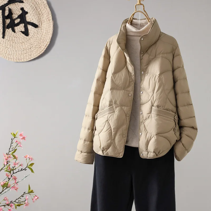 New Women Down Cotton Jacket 2025 Winter Temperament Elegant Female Coat Comfortable Loose Ladies Cotton Padded Outerwear
