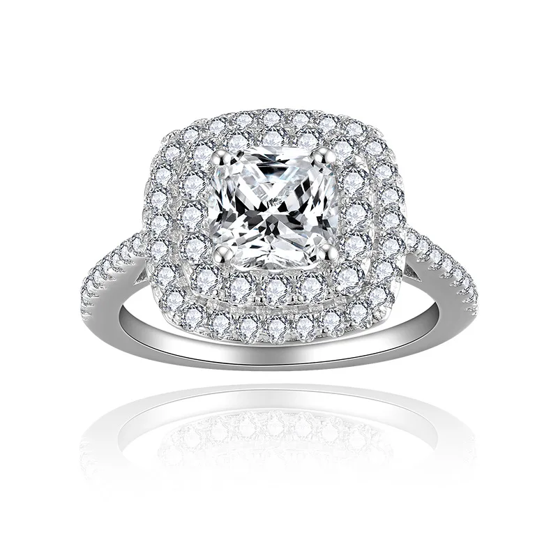 

6.5mm Cushion-shaped Diamond Ring for Women with Moissanite S925 Silver 18k Gold-plated Diamond Ring