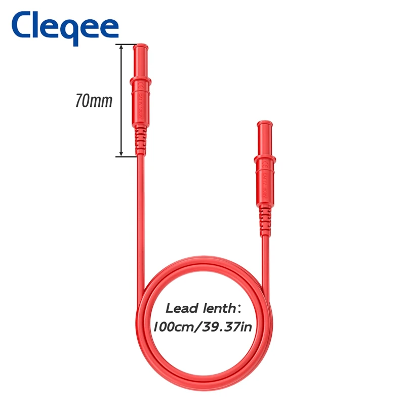 Cleqee 8PCS Dual 4mm Safety Banana Plug Shrouded Test Leads Silicone Cable 1m Wire for Multimeter Electrical Testing 1000V/15A