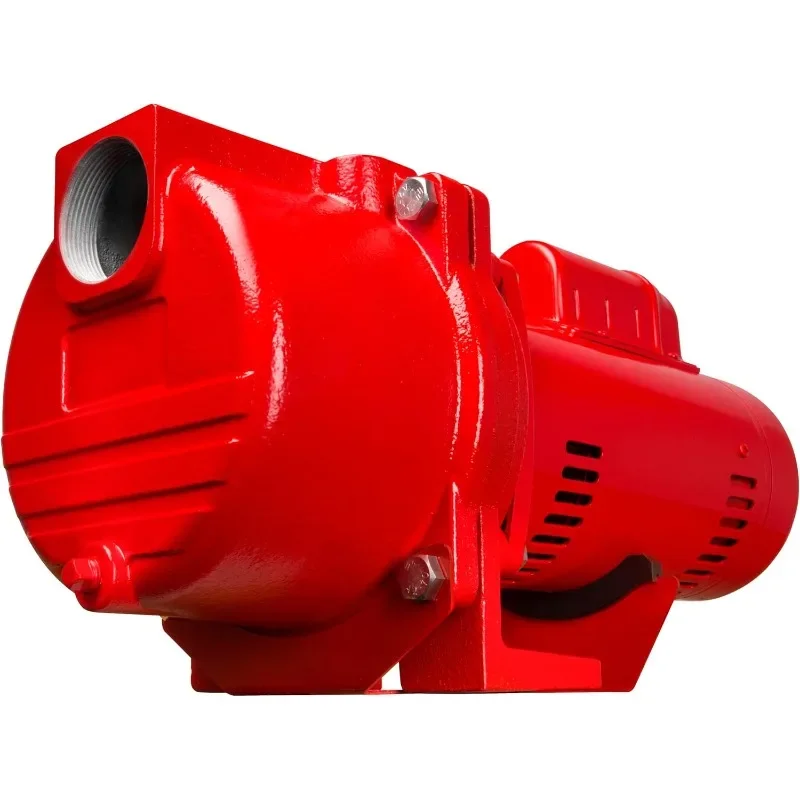 230 Volt, 2 HP, 76 GPM Cast Iron Sprinkler/Irrigation Pump with Thermoplastic Impeller, Red