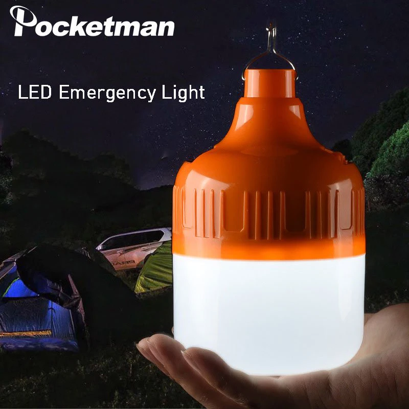 Rechargeable LED Emergency Light Bulb Portable USB Charging Hanging Lamp Waterproof LED Tent Light for Camping Night Market