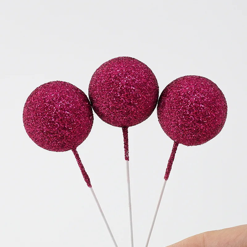 Glitzer kugeln Kuchen deckel bunte Schaum kugel Cupcake Topper Gold rot grün Kuchen Topper Bälle für Geburtstag Weihnachten Kuchen Dekorationen – Detail 40