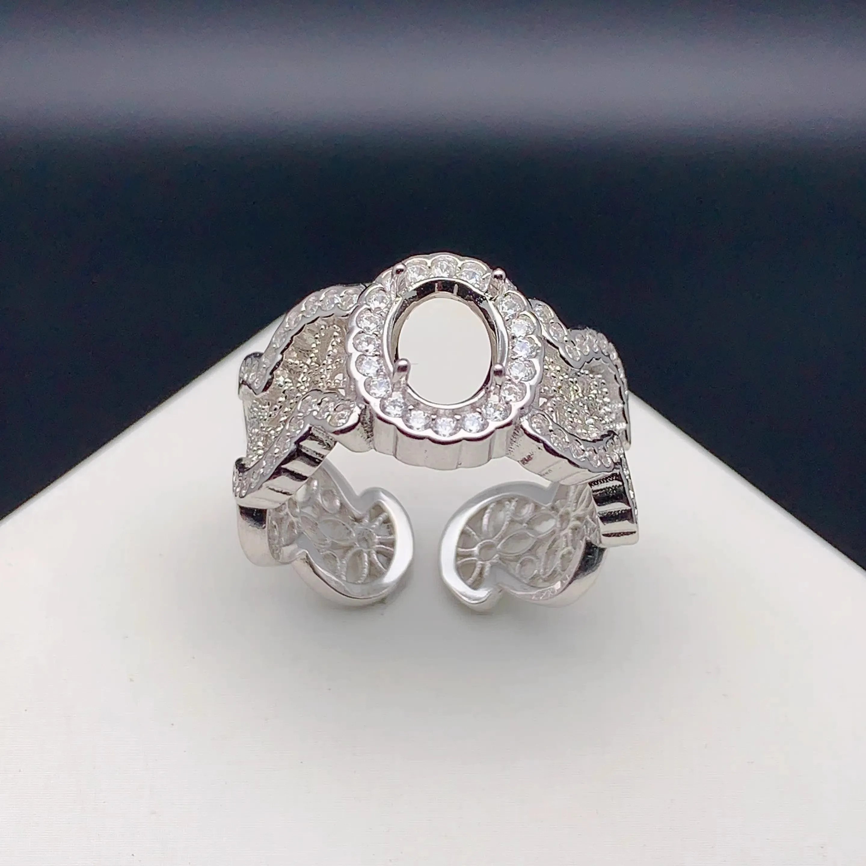 

MeiBaPJ Inlay Oval 6*8mm Gemstone Fashion Ring Setting DIY Empty Holders for Women Real S925 Sterling Silver Fine Charm Jewelry