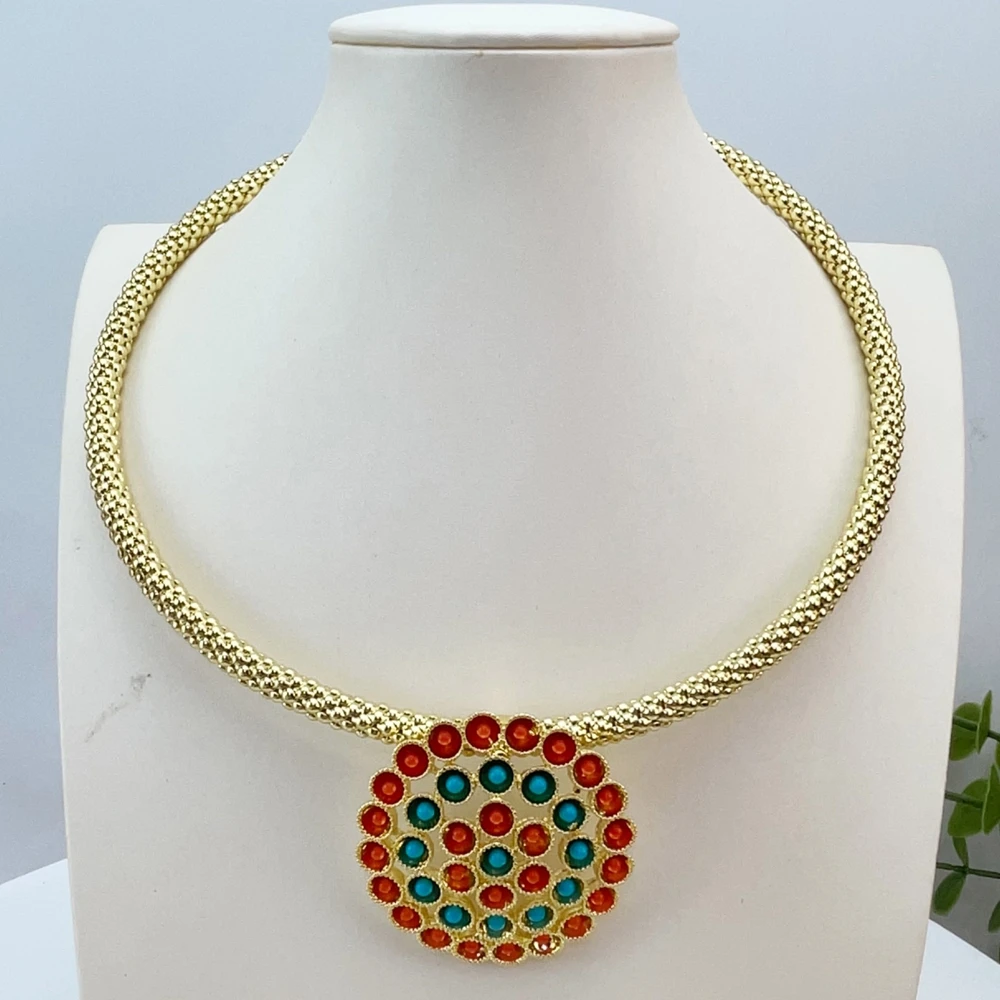 Latest Brazilian Exquisite Handmade Beautiful Necklace Wedding Party Accessories Fashion Women Jewelry Set FHK28636