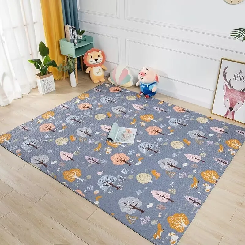 

Washable Cotton Printed Floor Mats & Sofa Covers Non-Slip Dust Proof Doormats Kids Pets Crawling Pad Anti-scratched Large Rugs
