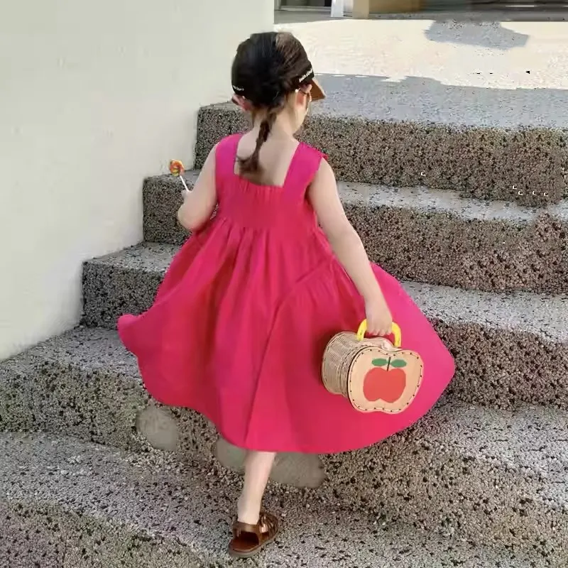 

Girls' Summer Clothing2026Children's Sleeveless Dress, Stylish Baby Cotton Dress with Dragon Fruit Pattern, Tank Top Dress