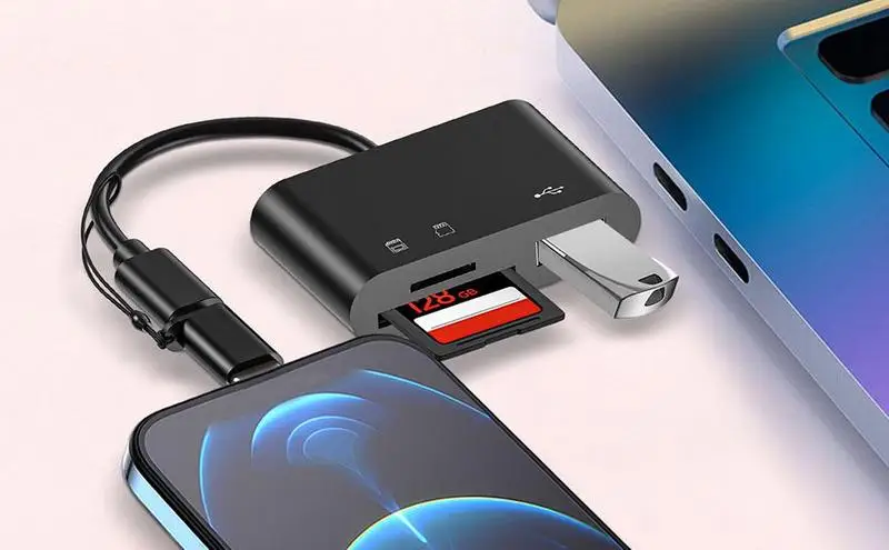 Memory Card Reader Adapter Portable 3 In 1 USB Type-c Androiid Dual Connector Simultaneously Read Camera Photo Transmission