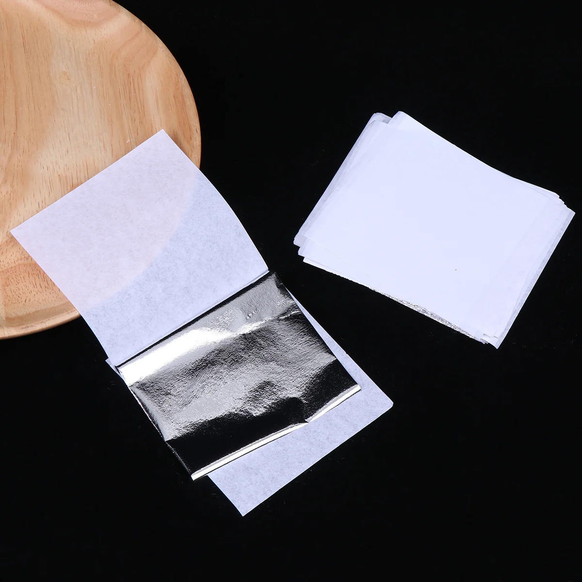 

100 Sheets 9x9cm Imitation Silver Leaf Sheet Foil Paper for Manicure Clay Gilding Paint Makeup Crafting Decoration (Silver)