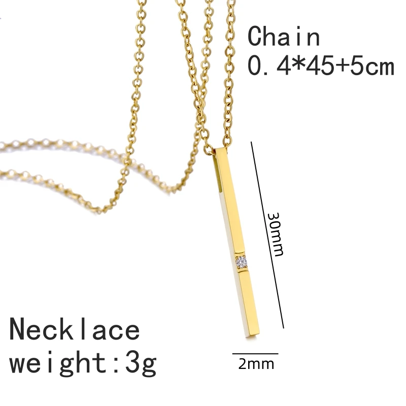 Personalized 4 Sides Stainless Steel Necklace Women Men Jewelry Gifts Wholesale  and High Sense Collar Chain Set