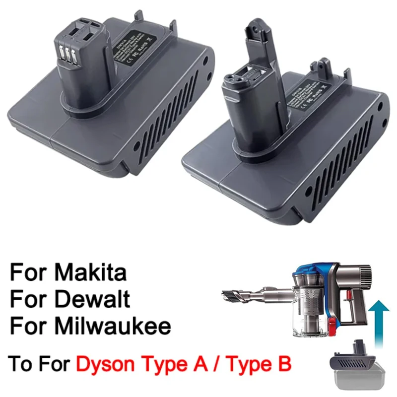 Adapter for Makita/Dewalt/Milwaukee 18V Li-ion Battery To for Dyson Type A/Type B DC31 DC35 DC44 Animal Vacuum Cleaner