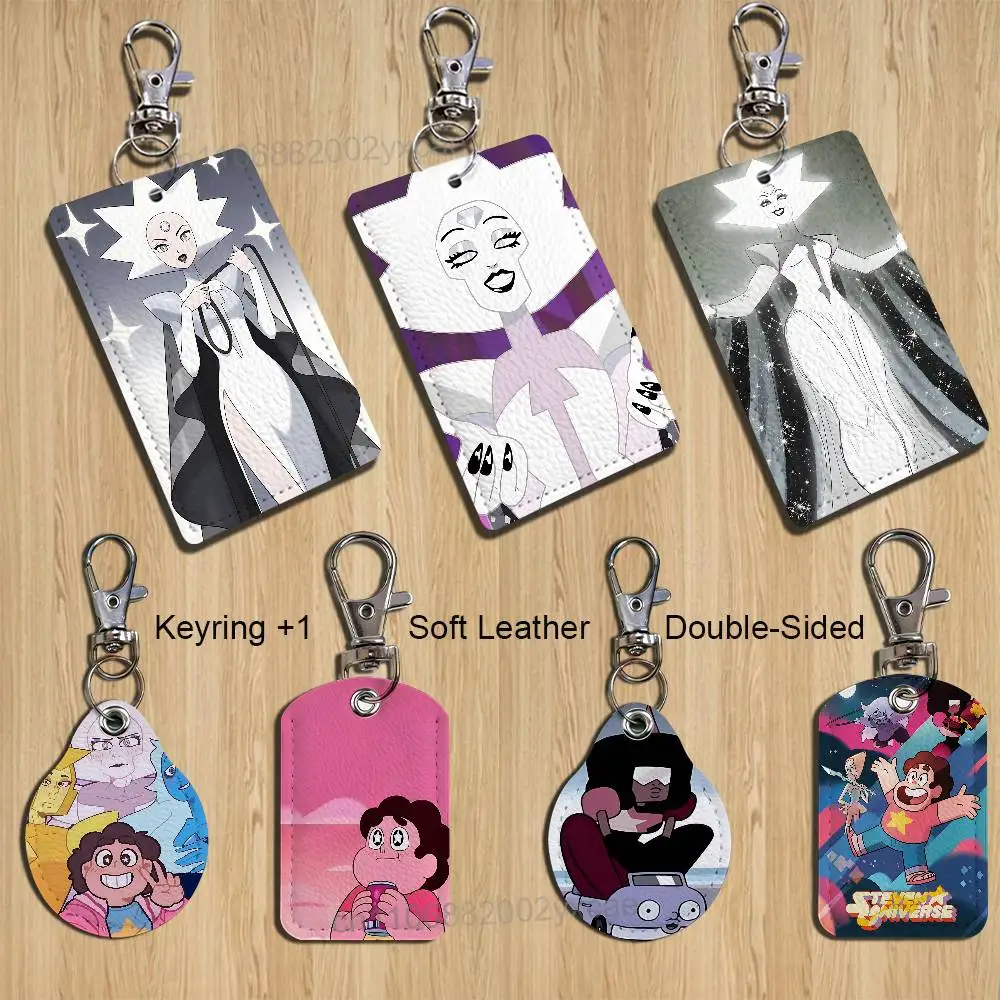 

White Diamond Steven Universe Keychain Holder Suitable For Subway Bank Bus Card Case Badge Holder Wallet Card Textured pattern