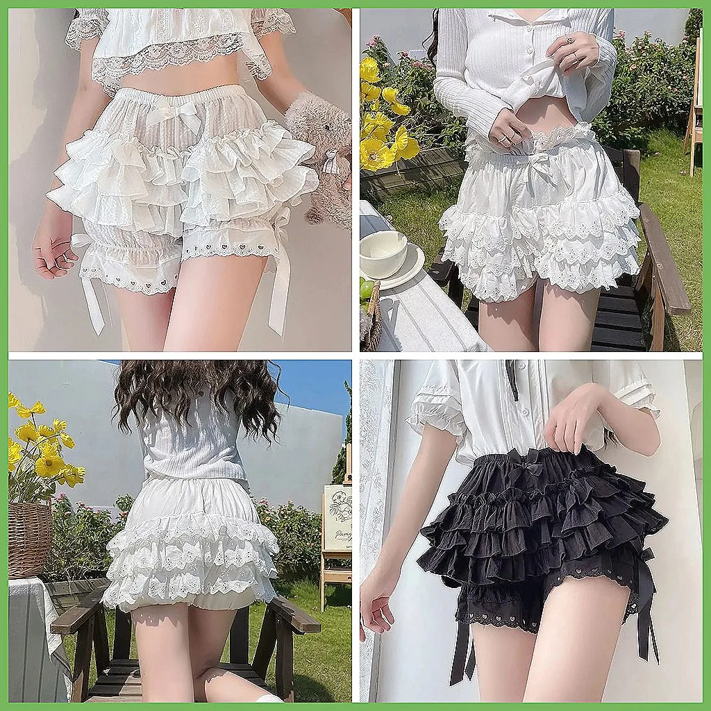 

Women's Lace Ruffle Bloomers Shorts | Victorian Style Pettipants for Dress Safety & Layered Look